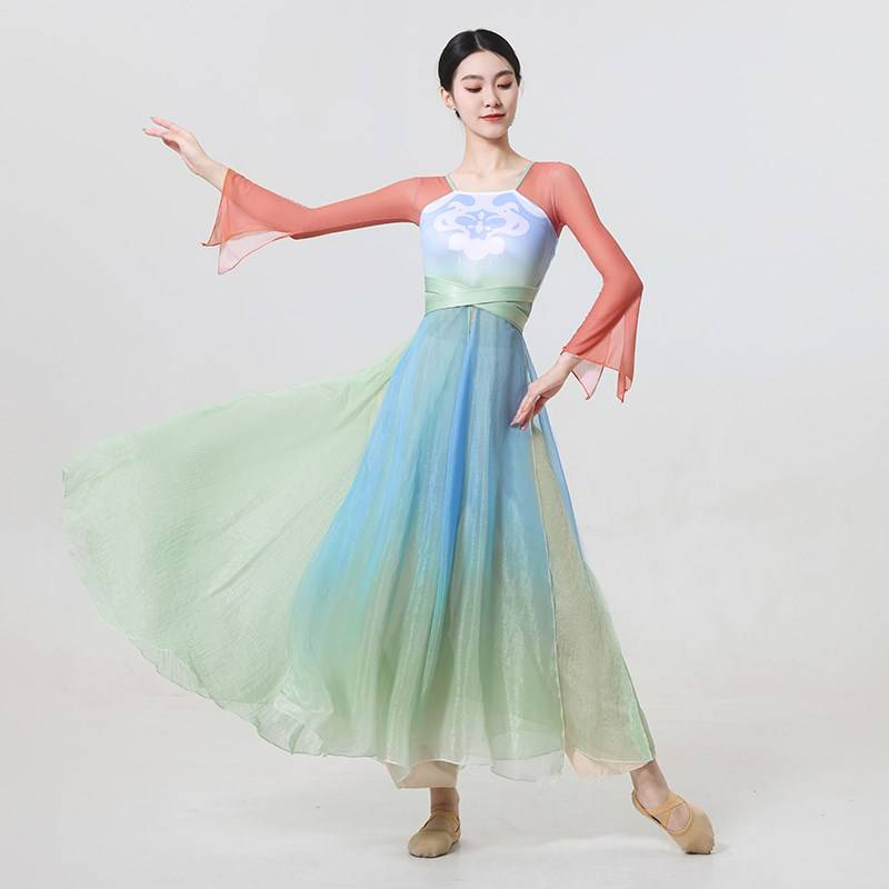 Classical dance clothing female elegant and immortal style Chinese dance gauze Han Tang dance exercise spring Song dance performance service