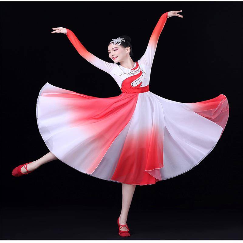 Classical Dance Performance Servant Female Permanent Chinese Ethnic Umbrella Dance Modern Fan Dance Dance Gradient Performance Performance Dance Clothing