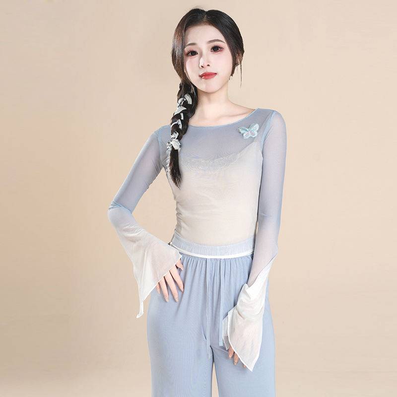 Classical dance gradual transformation of rhyme yae Chinese dance nation dance butterfly training clothes training body clothing top