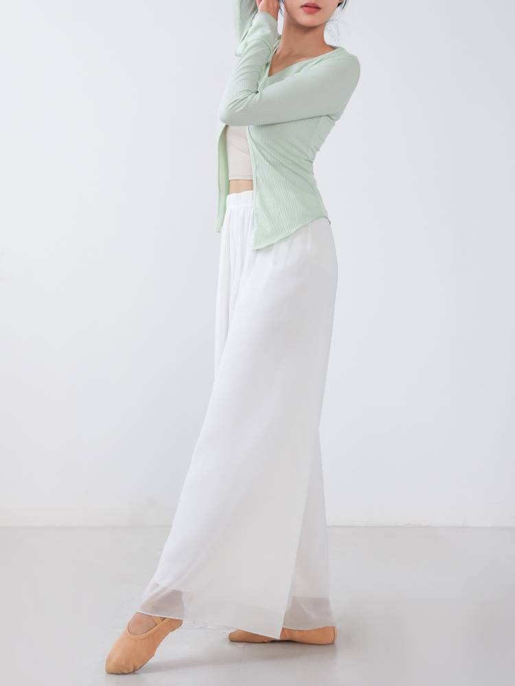 Classical dance net yarn dance pants white, thin, elegant modern dance square dance Chinese dance trousers practice service