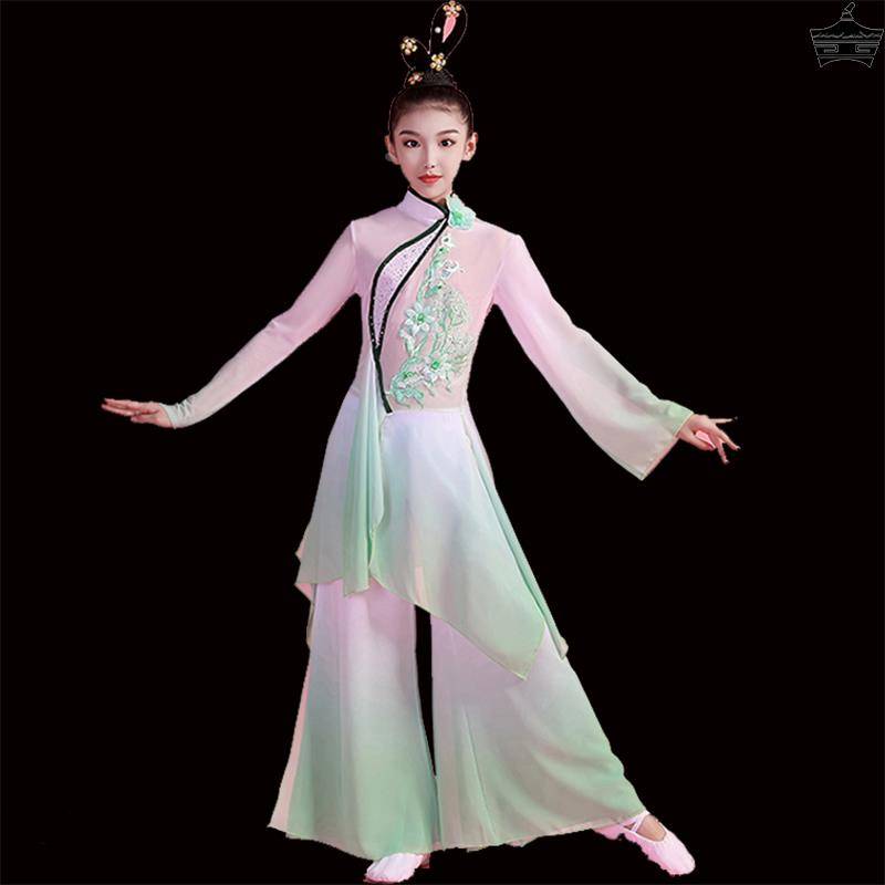 Children's classical dance performance girl elegant Chinese style practice dance dance dance service children's fan performance gauze