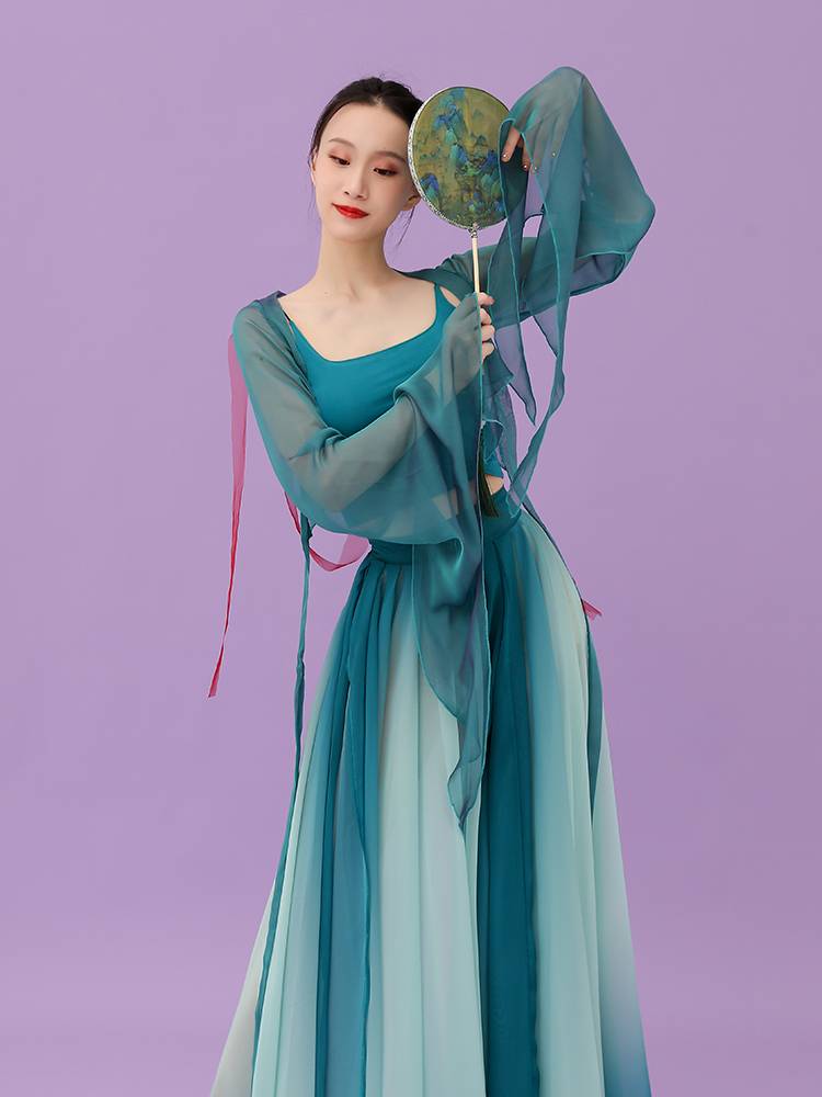 Classical dance clothing female body rhyme gauze, elegant fairy, wearing Chinese dance exercises, ancient style dance clothing performance clothing
