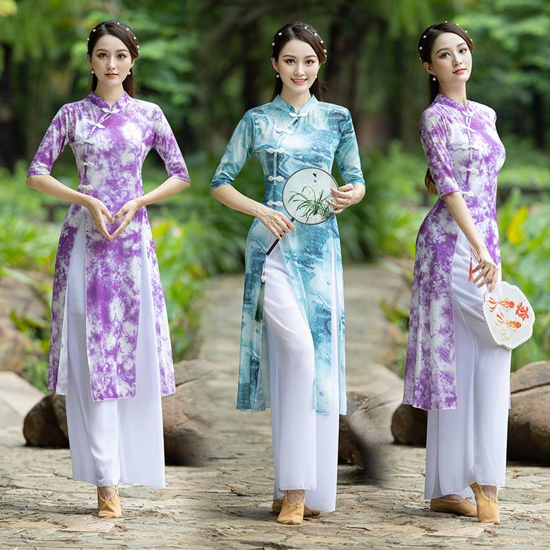 Square dance new classical dance ethnic dance cheongsam catwood catwalk body rhyme watch performance dance network gauze girl set