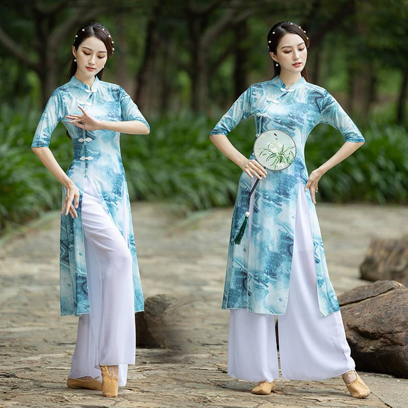 Square dance new classical dance ethnic dance cheongsam catwood catwalk body rhyme watch performance dance network gauze girl set