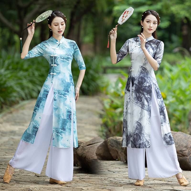Square dance new classical dance ethnic dance cheongsam catwood catwalk body rhyme watch performance dance network gauze girl set