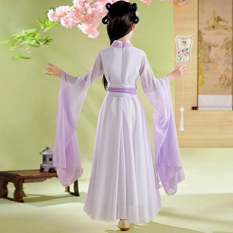Girls Hanfu Children's Water Sleeve Guzheng Performance Service Services Girls' Great Children's Classical Dance Performance Improved Purple Purple