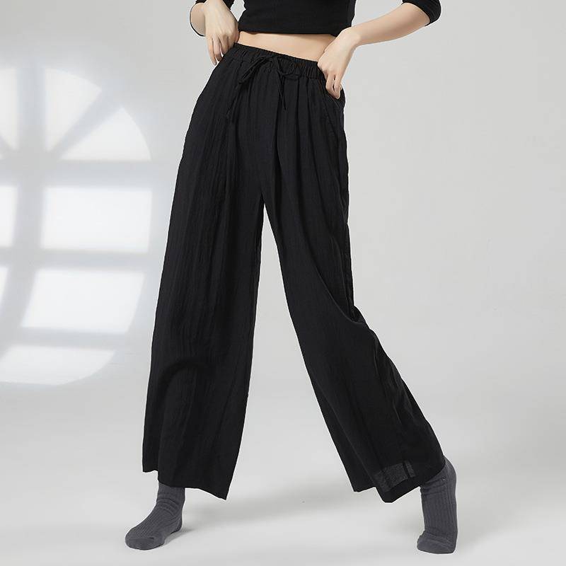 Modern dance exercises with pockets, straight -leg wide -leg pants, cotton, and elegant Chinese dance nation classical dance dance pants