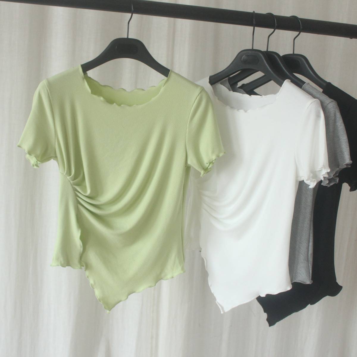 Dance practice service female short -sleeved short -sleeved thin modern dance -shaped top dancing dancing special adult classical dance base training suit