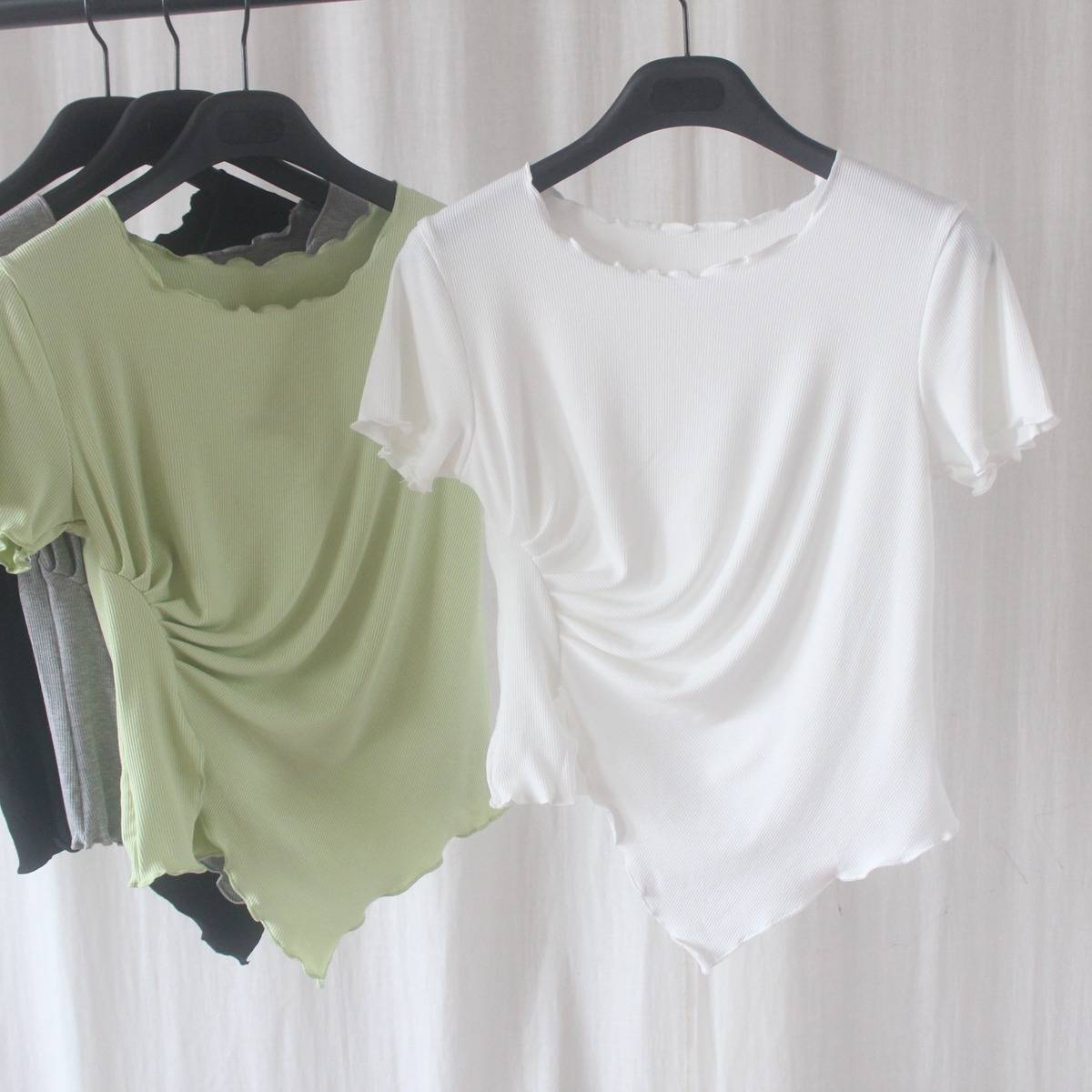 Dance practice service female short -sleeved short -sleeved thin modern dance -shaped top dancing dancing special adult classical dance base training suit