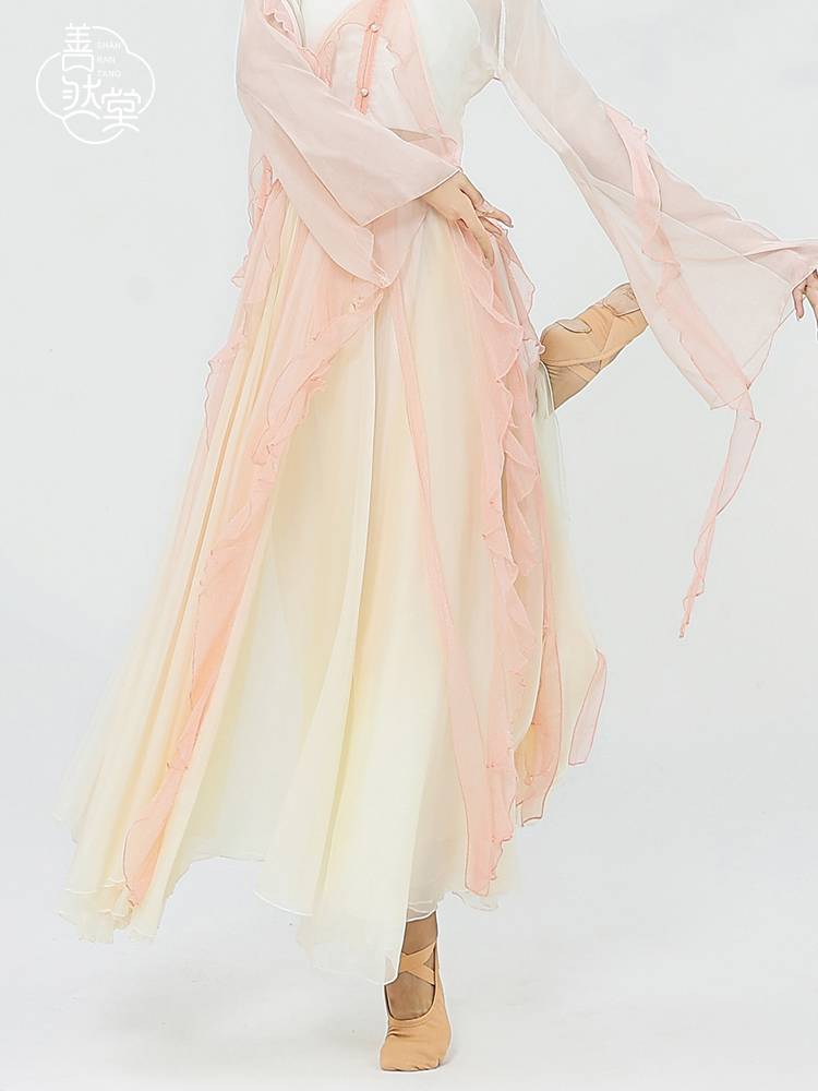 Shan Rantang classical dance clothing under the fairy, elegant practice skirt, ancient style performance service 720 degrees chiffon big skirt