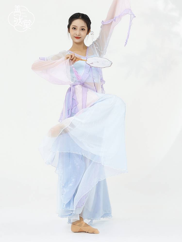 Shan Rantang classical dance clothing under the fairy, elegant practice skirt, ancient style performance service 720 degrees chiffon big skirt