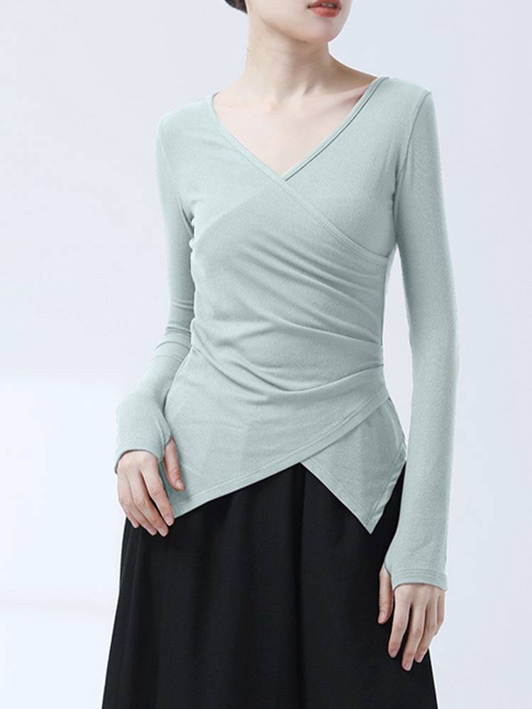 Aiwu Ge Dance clothes top female summer short -sleeved slim modern dance and dance special Chinese classical dance exercise uniform