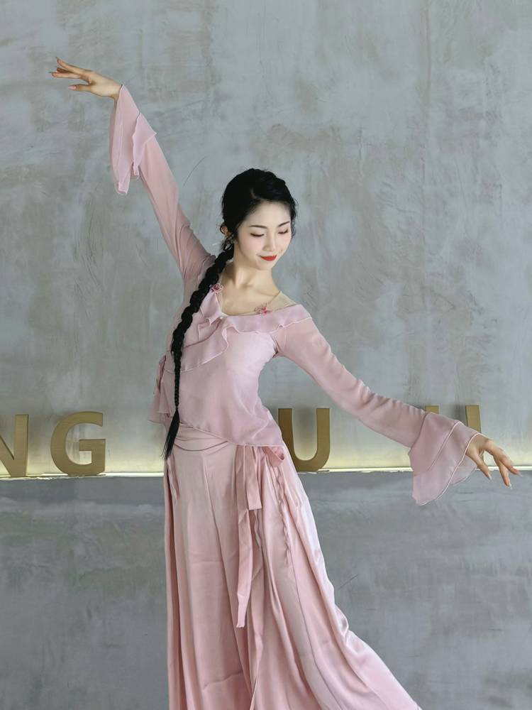 Classical Dance Dance Fun League Xia Butterfly gauze fairy fluttering dance dance dressing lotus leaf horn sleeve chiffon shirt Modern dance