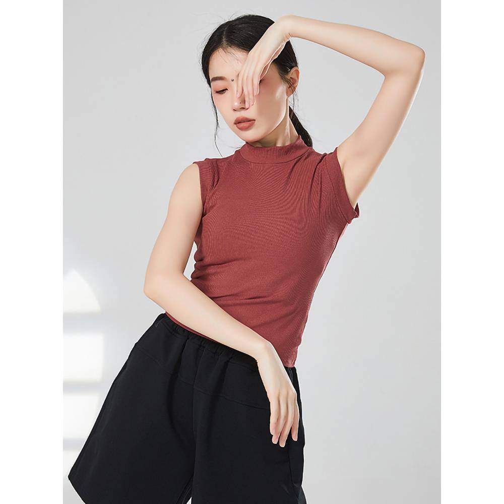 Classical Dance Summer Summer Sipid sleeveless vest dance clothes Practice fitting suit shows thin black shirt female