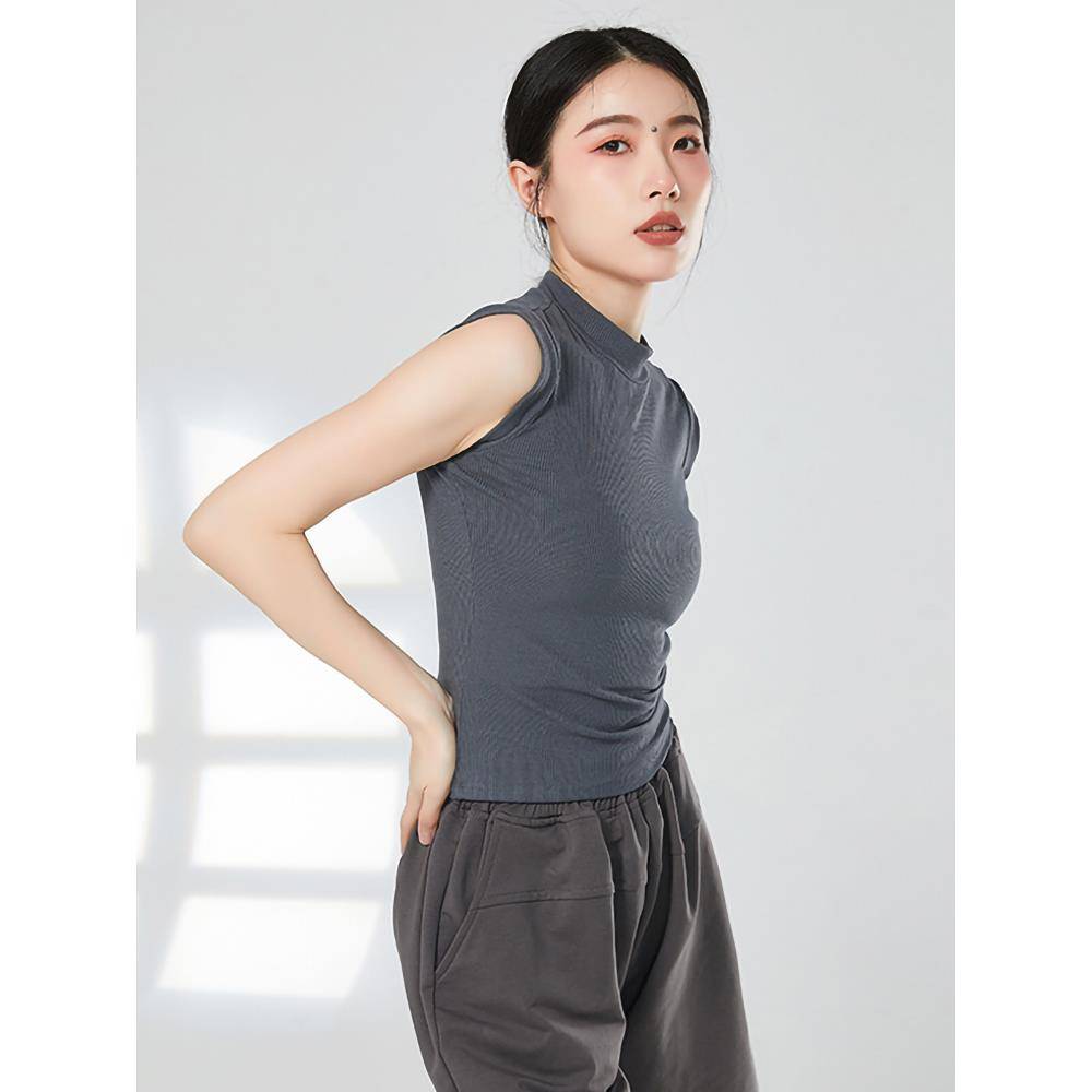 Classical Dance Summer Summer Sipid sleeveless vest dance clothes Practice fitting suit shows thin black shirt female