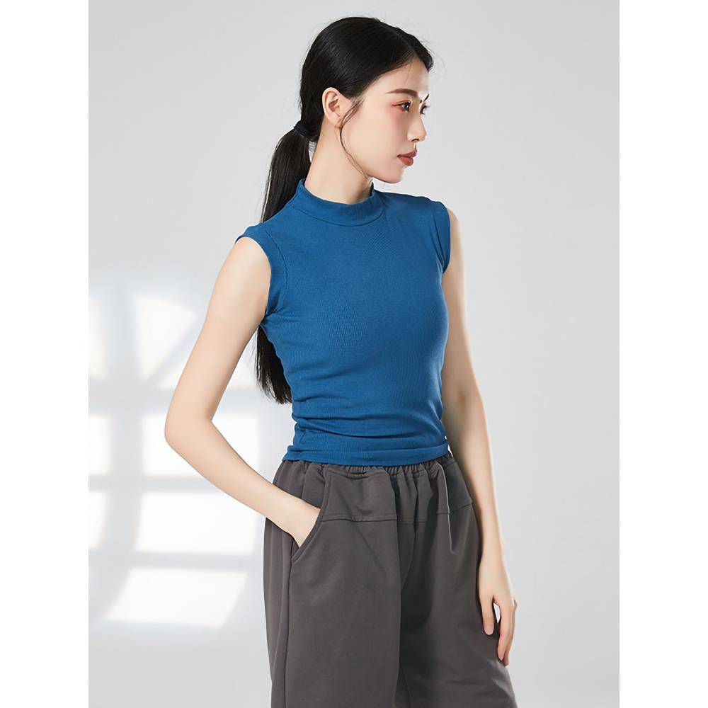 Classical Dance Summer Summer Sipid sleeveless vest dance clothes Practice fitting suit shows thin black shirt female
