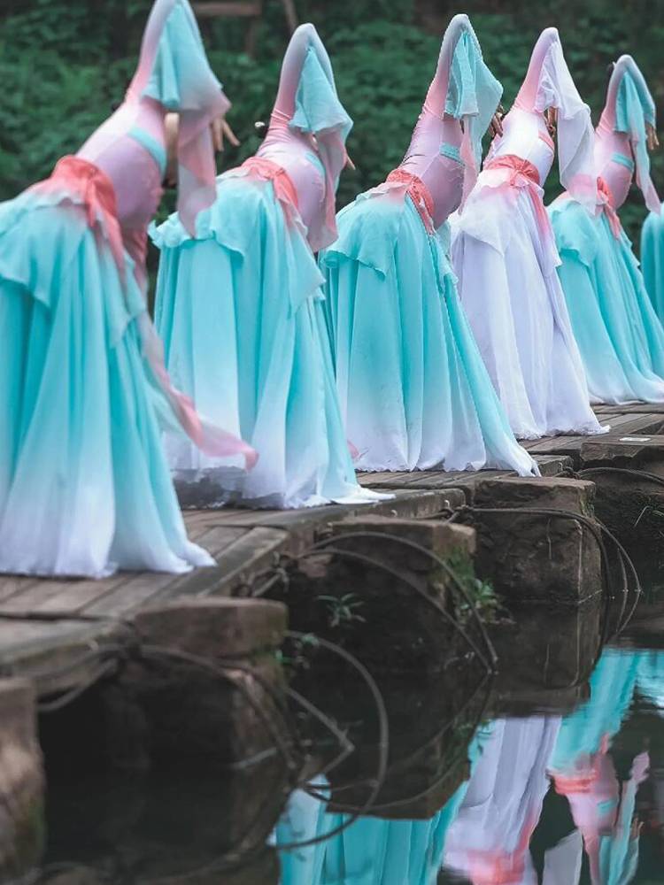 Calling fish Qing song dance clothes, the same art test big skirt classical dance Classic dance, showing the girl elegant Chinese style clothing