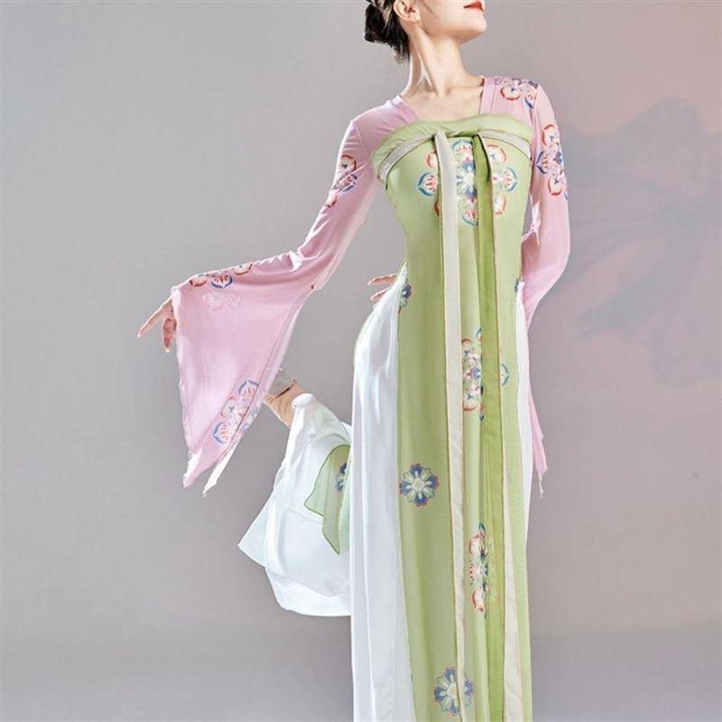 Hanfu Classical Dance Practice Female Loose Chinese Dance Modern National Dance Clothing Wide -leg Pants Performing Costumes
