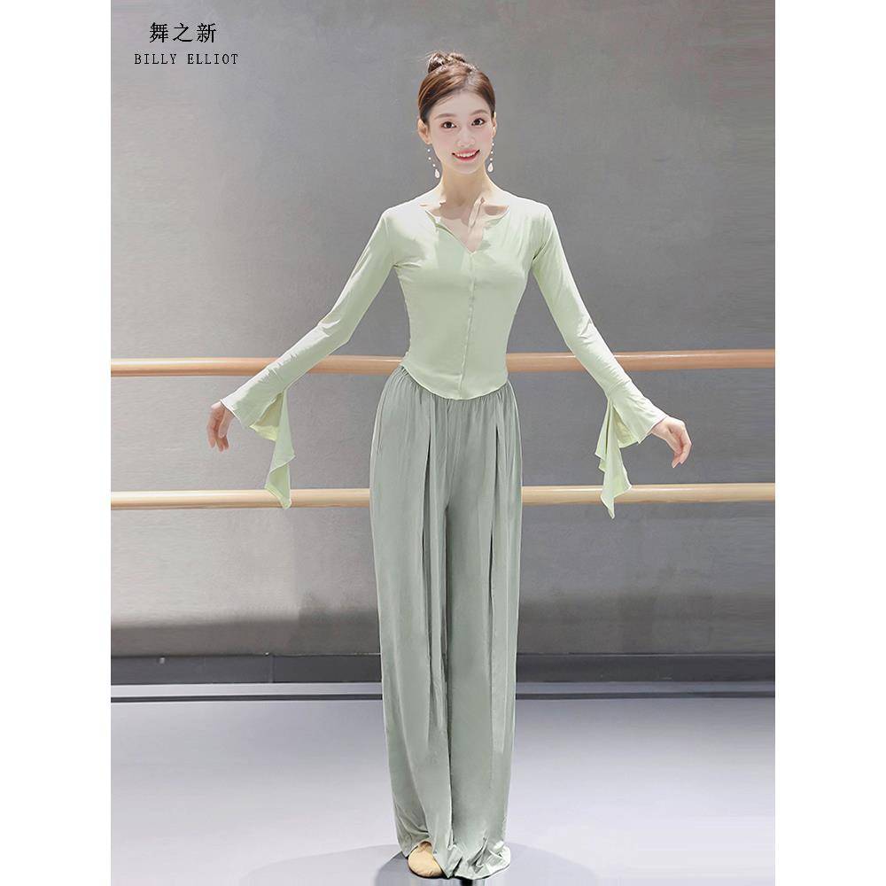 Classical dance new top dance practice service adult shape long -sleeved modern dance clothes Chinese dance autumn and winter clothing