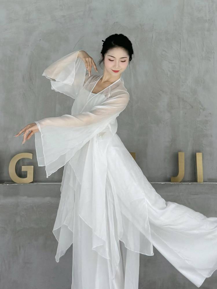 Classical dance yarn long cut -top top horn sleeve dance clothing elegant fairy cardigan modern jazz dance clothing