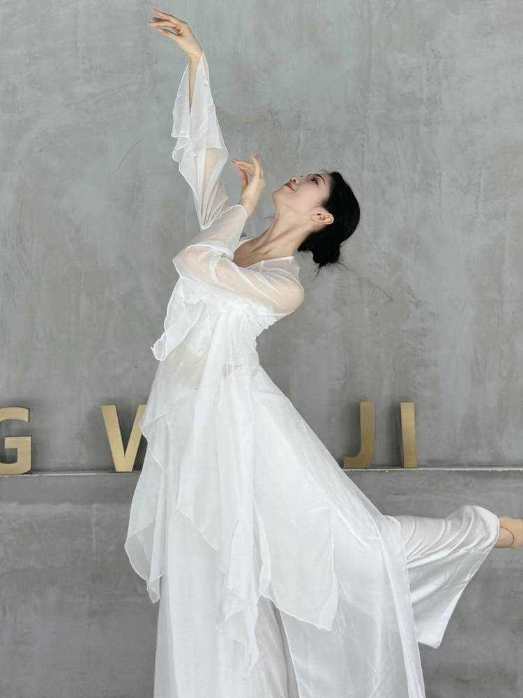 Classical dance yarn long cut -top top horn sleeve dance clothing elegant fairy cardigan modern jazz dance clothing