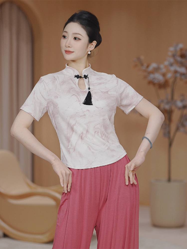 Modern dance service female practice short -sleeved black top female adult Xia thin new Chinese classical daily dance