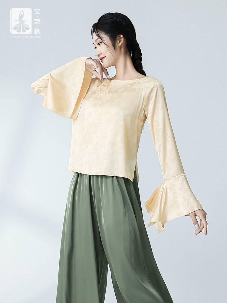 Spring and summer new modern dance loose long -sleeved chiffon blouse exercises, elegant Chinese dance classical dance service girl