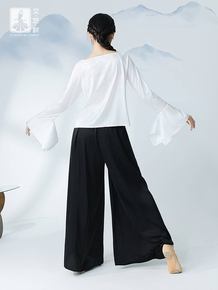 Spring and summer new modern dance loose long -sleeved chiffon blouse exercises, elegant Chinese dance classical dance service girl
