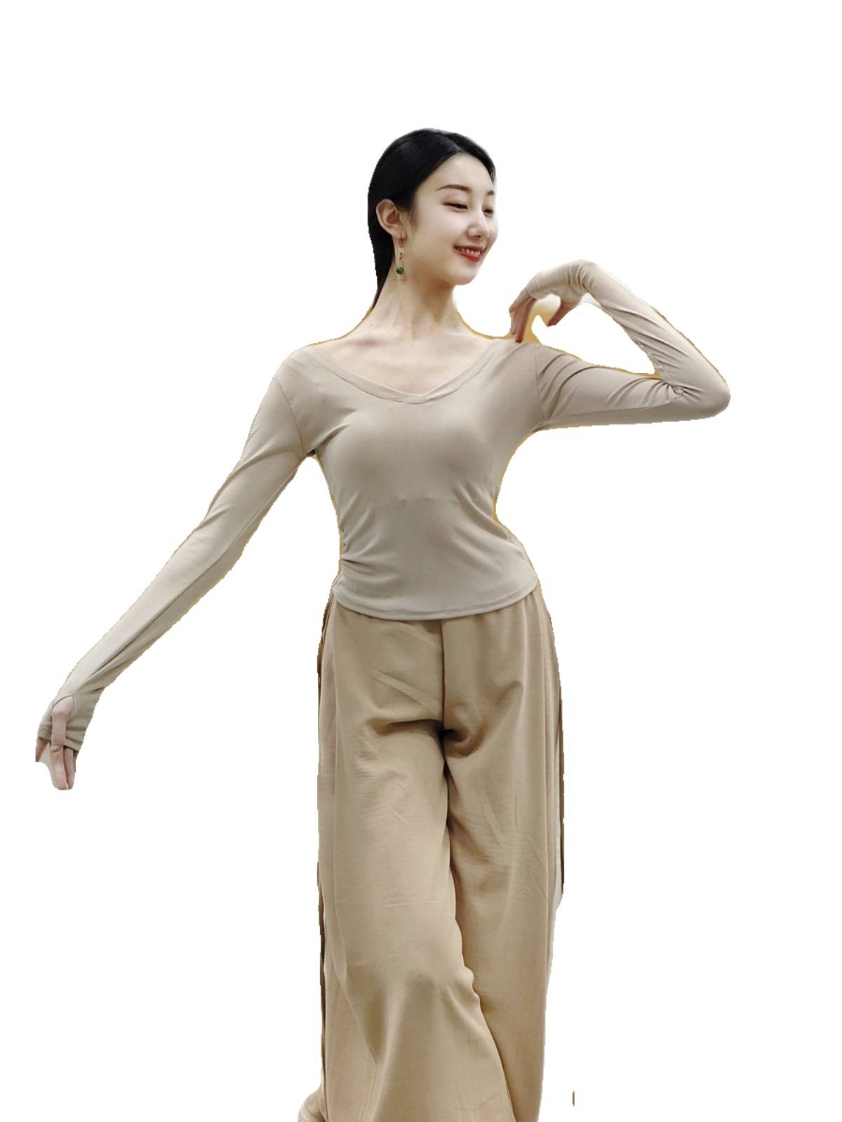 Modern Dance Spring and Summer Dance Practice Services Top Classical Dance Professional Todels Training Severe Long -sleeved Clothing Female Art Test
