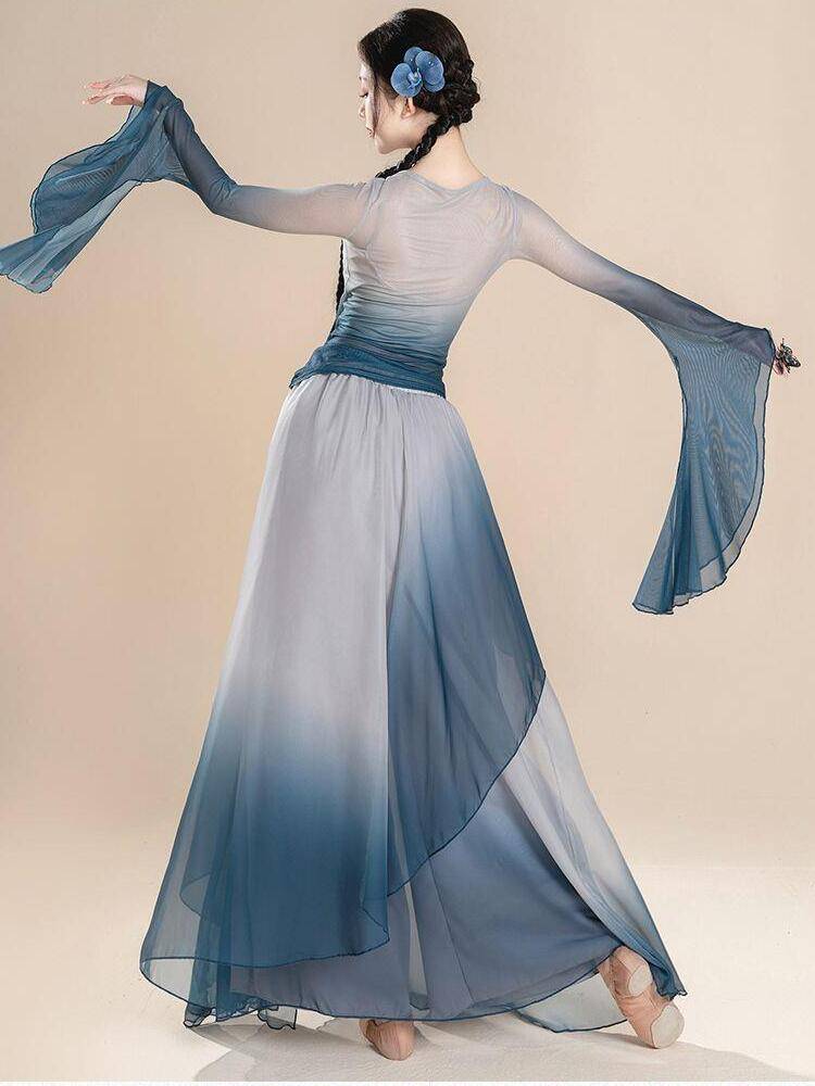Classical dance body rhyme yae dance performance suit set Chinese national dance exercise trumpet sleeve skirt pants