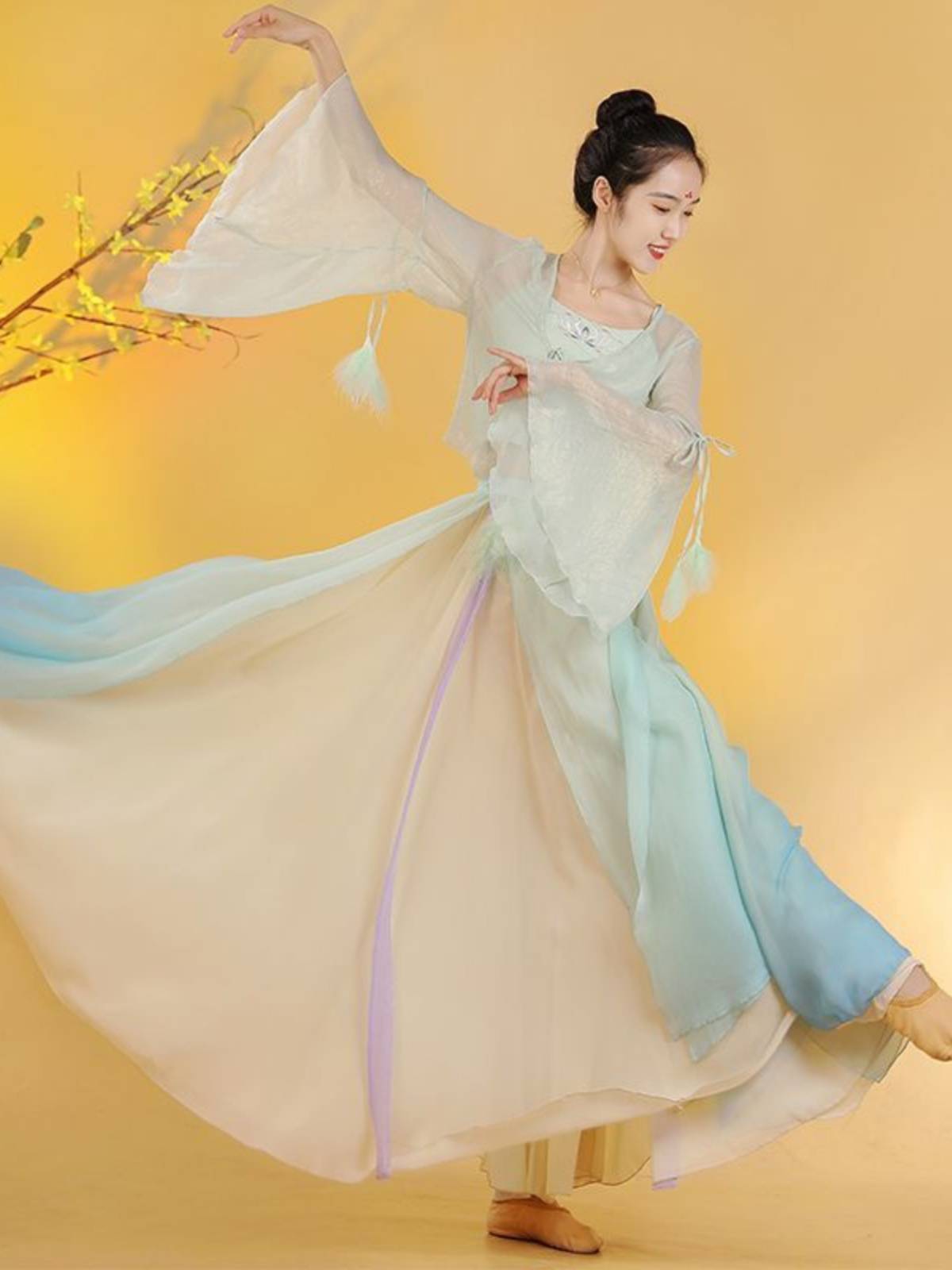 Renting dance clothing dress new Chinese dance exercise jacket top cardigan classical dance body rhyme gauze clothes gradient color