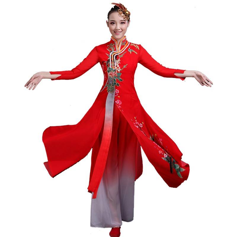 Classical Dance Performance Services Girls Elegant 2021 New Chinese Wind Cheongsam Light Dance Performance Yangge Dance Clothing