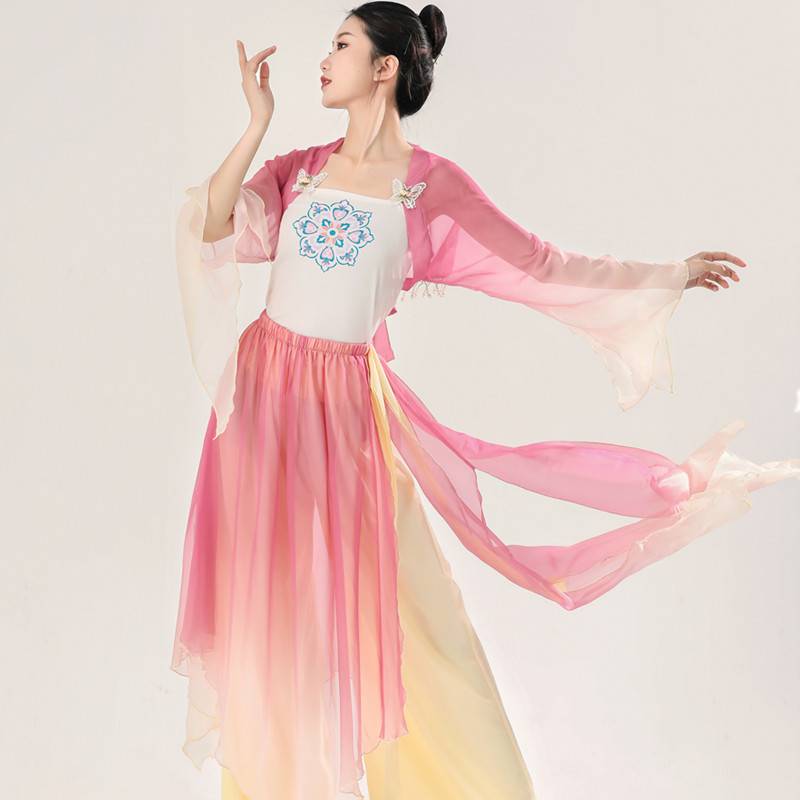 Factory selling classical dance clothes body rhyme butterfly gradient Spring spinning e -clothing female elegant training skills Chinese dance