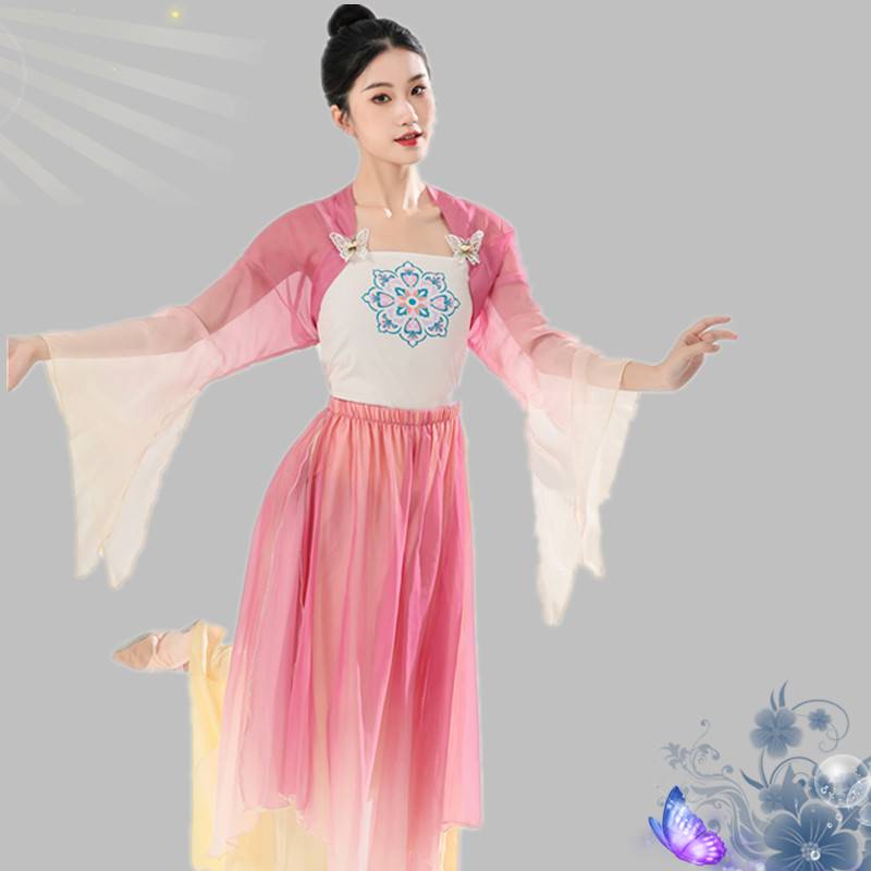 Factory selling classical dance clothes body rhyme butterfly gradient Spring spinning e -clothing female elegant training skills Chinese dance