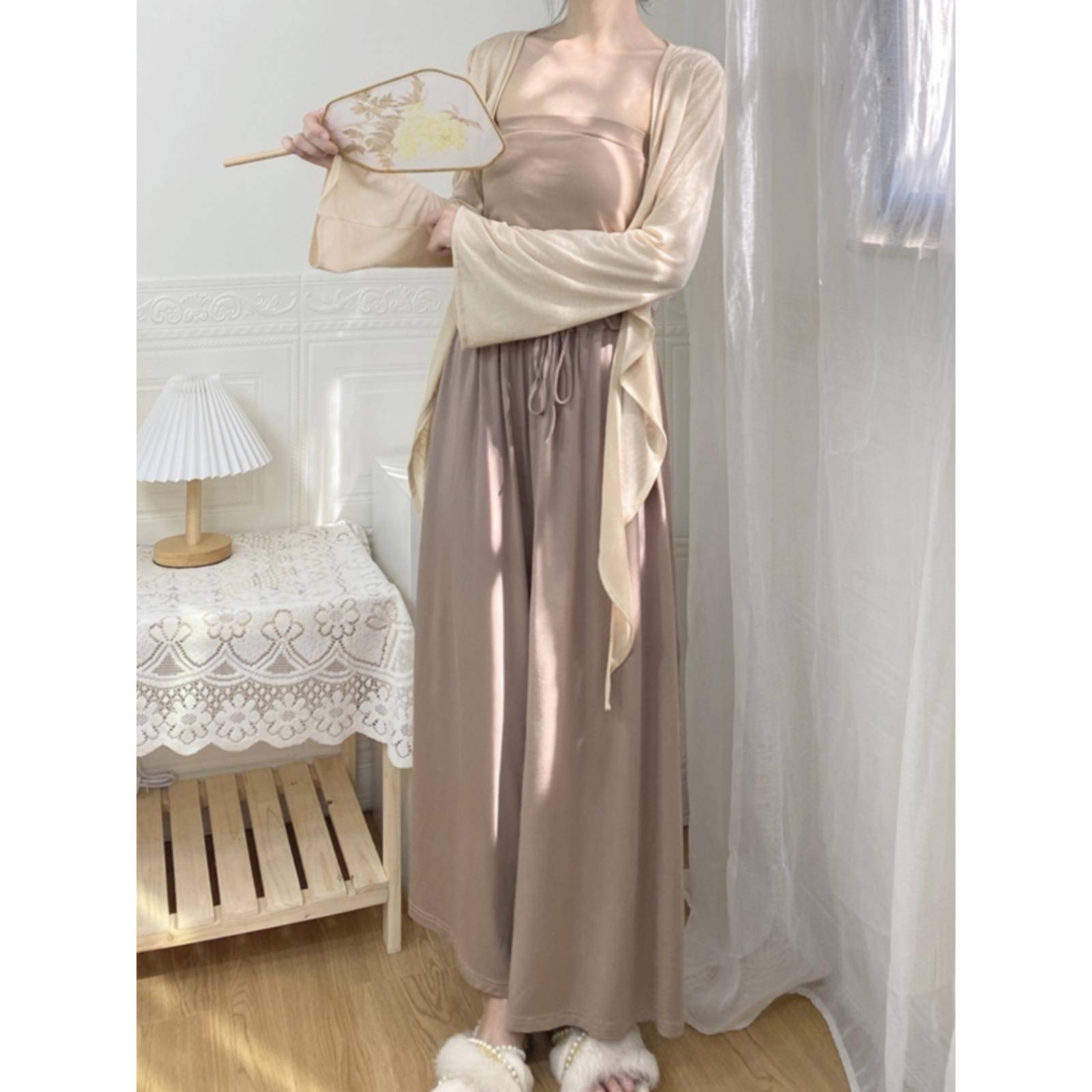 Dance pants women's wide -leg spring and autumn Modal classical dance thin Chinese dance wide -leg pants nine points loose straight tube
