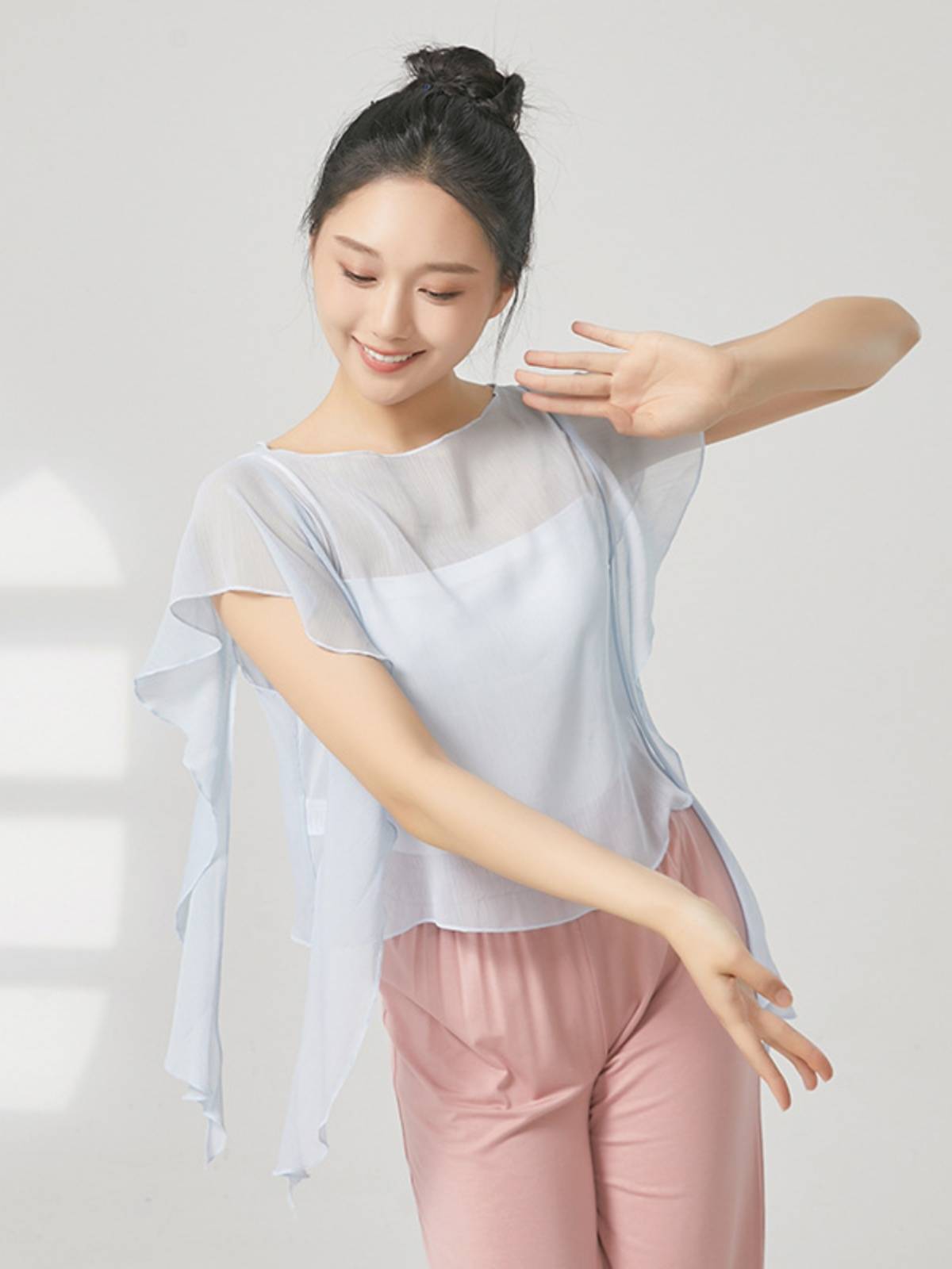 Classical dance body rhyme, elegant fairy gauze female practice clothes Chinese dance adult body dance clothing chiffon top