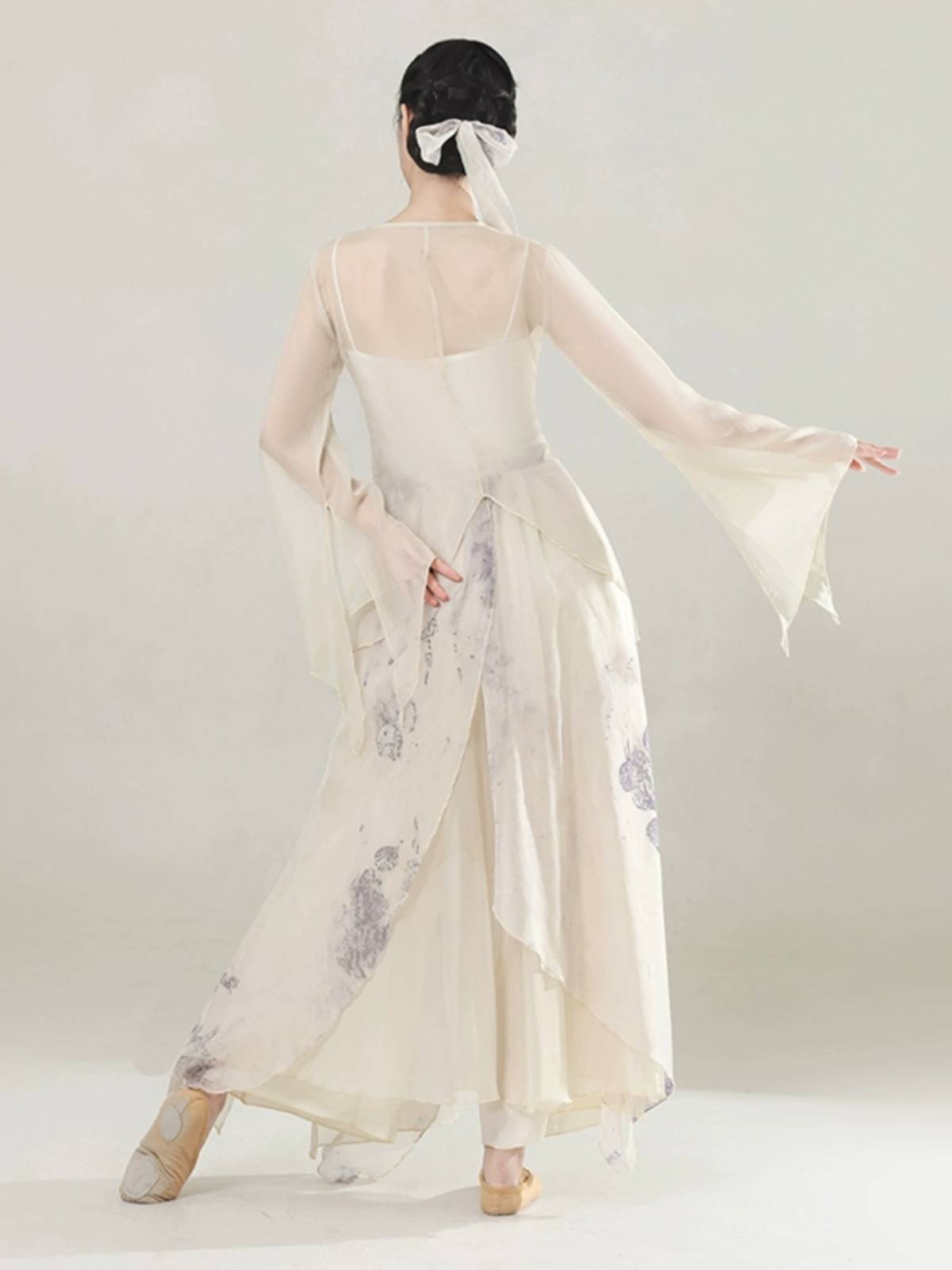 Classical dance clothing female elegant gauze Chinese dance exercise body, rhyme chiffon top art test showing ancient style