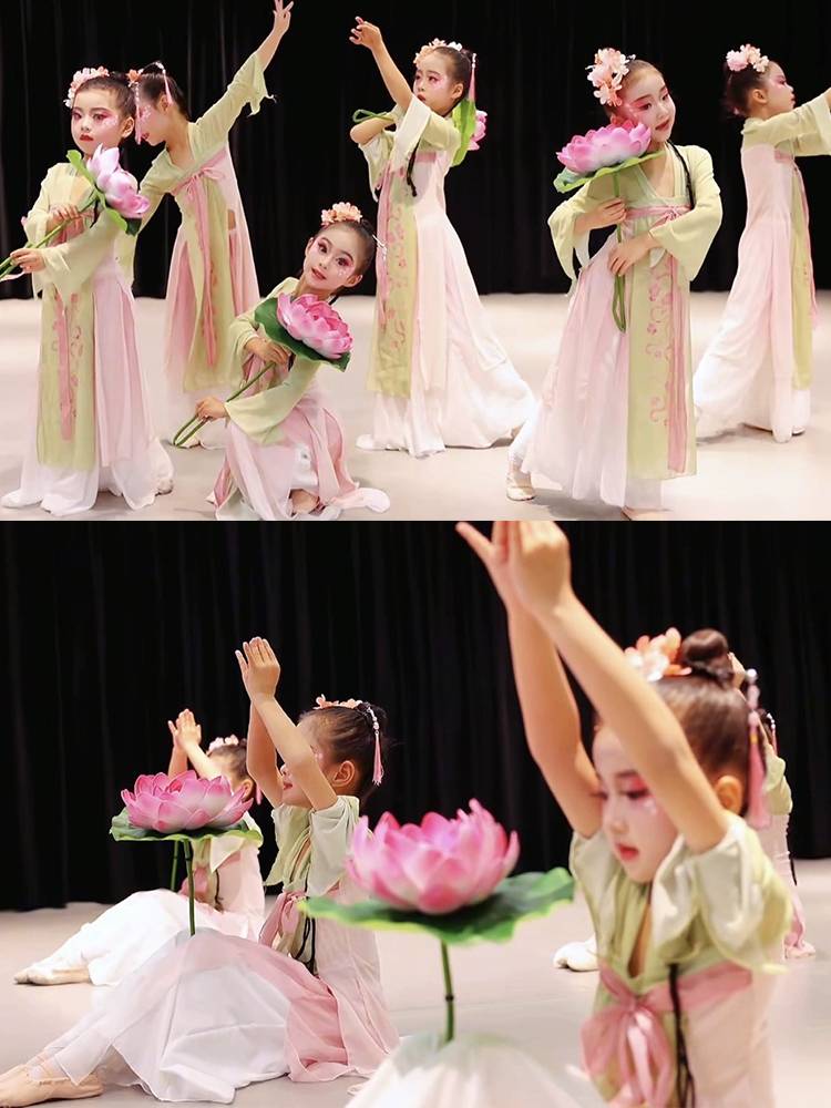Children's dance Hanfu fish play Lotus leaf picked Lotus Shangchun Mountain Lotus Proposal children's elegant classical dance performance service