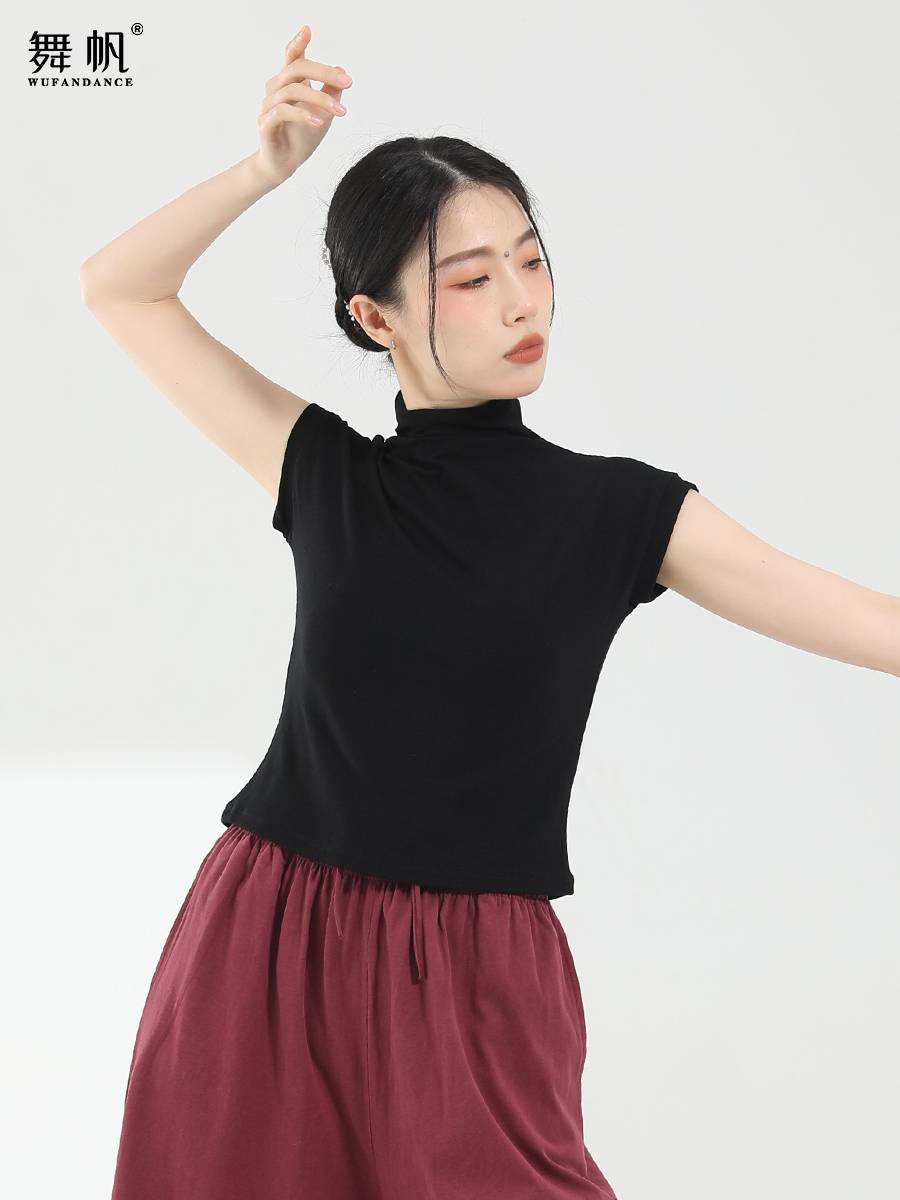 Modern dance exercise clothes, top female adult short -sleeved classical dance clothing summer body clothing Chinese dance service