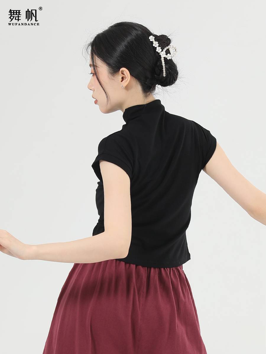 Modern dance exercise clothes, top female adult short -sleeved classical dance clothing summer body clothing Chinese dance service