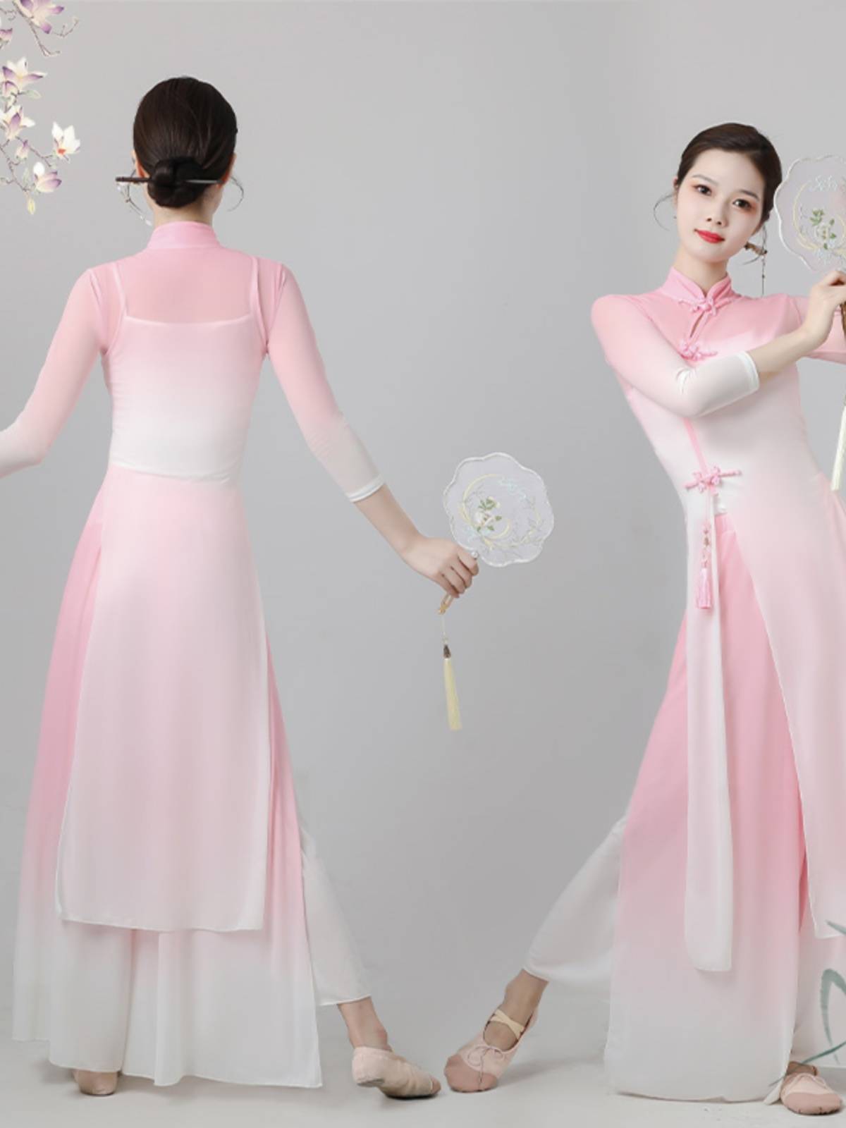 Classical dance clothing national style elastic dance cheongsam fan dance Chinese dance body rhyme training clothing performance top girl