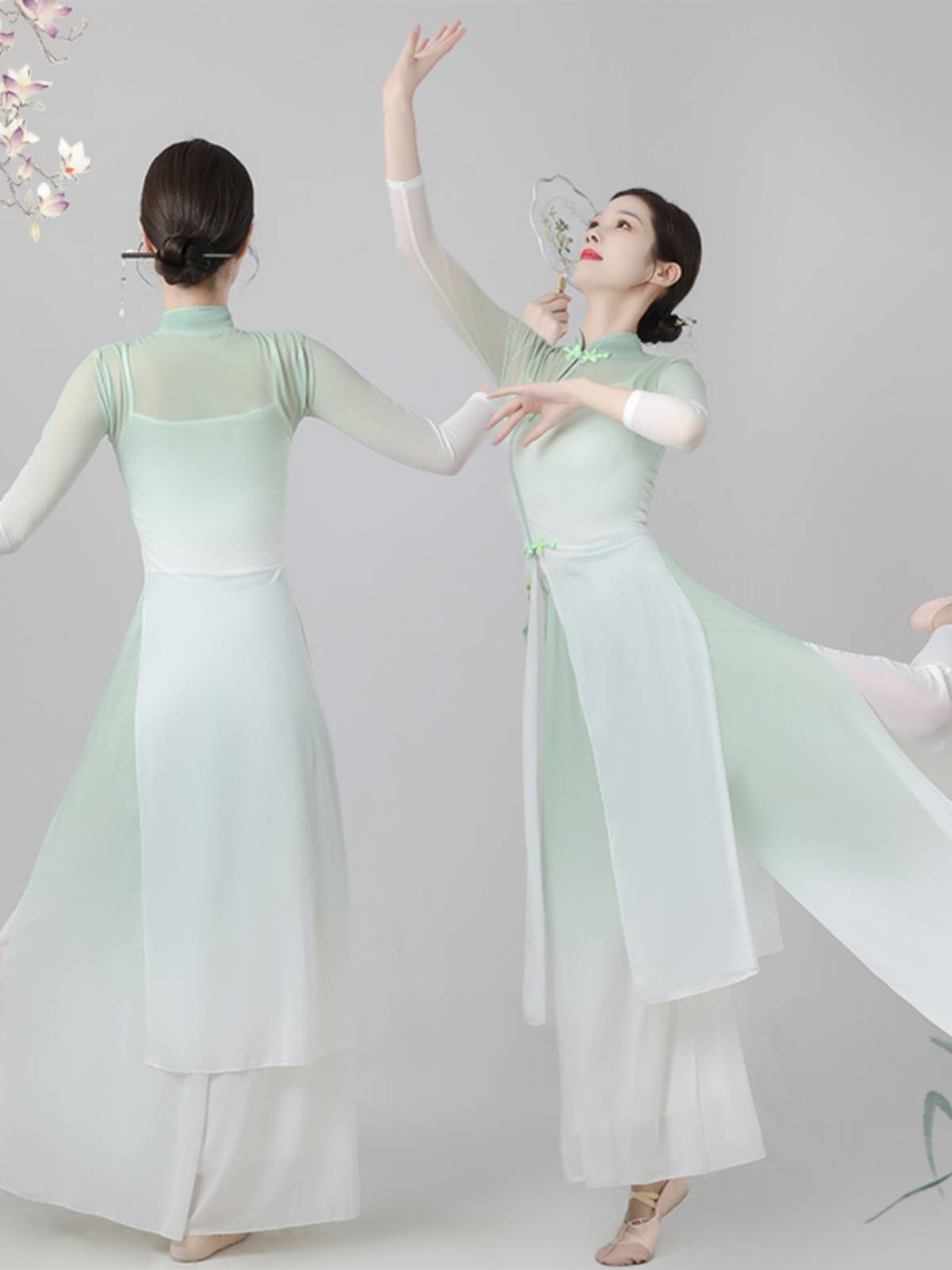 Classical dance clothing national style elastic dance cheongsam fan dance Chinese dance body rhyme training clothing performance top girl