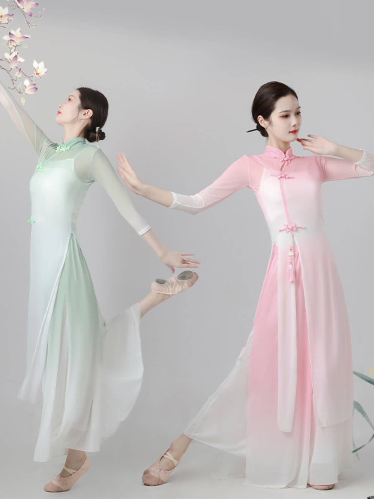 Classical dance clothing national style elastic dance cheongsam fan dance Chinese dance body rhyme training clothing performance top girl