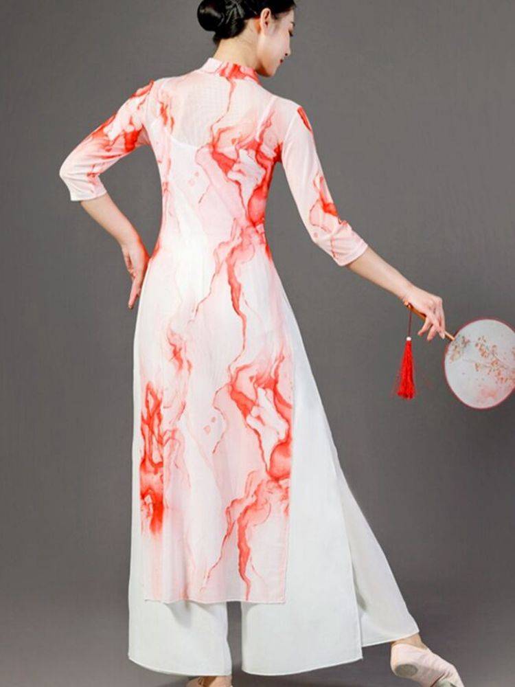 Square dance clothing cheongsam set female 2024 spring and summer new classical dance ethnic dance national style