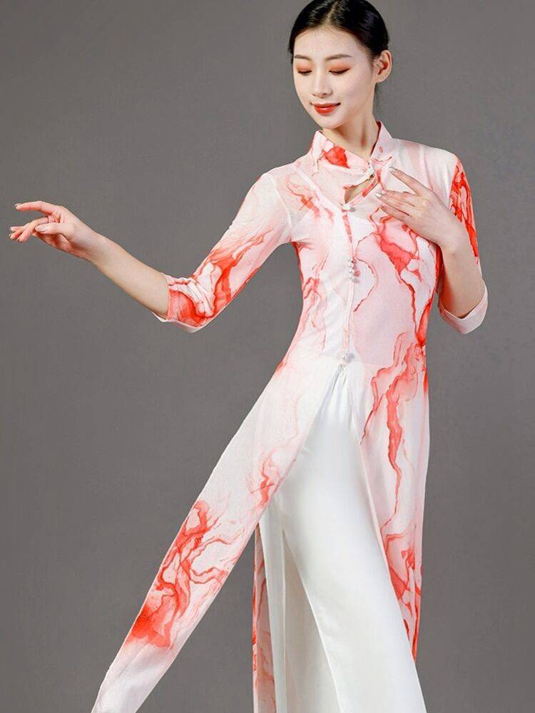 Square dance clothing cheongsam set female 2024 spring and summer new classical dance ethnic dance national style