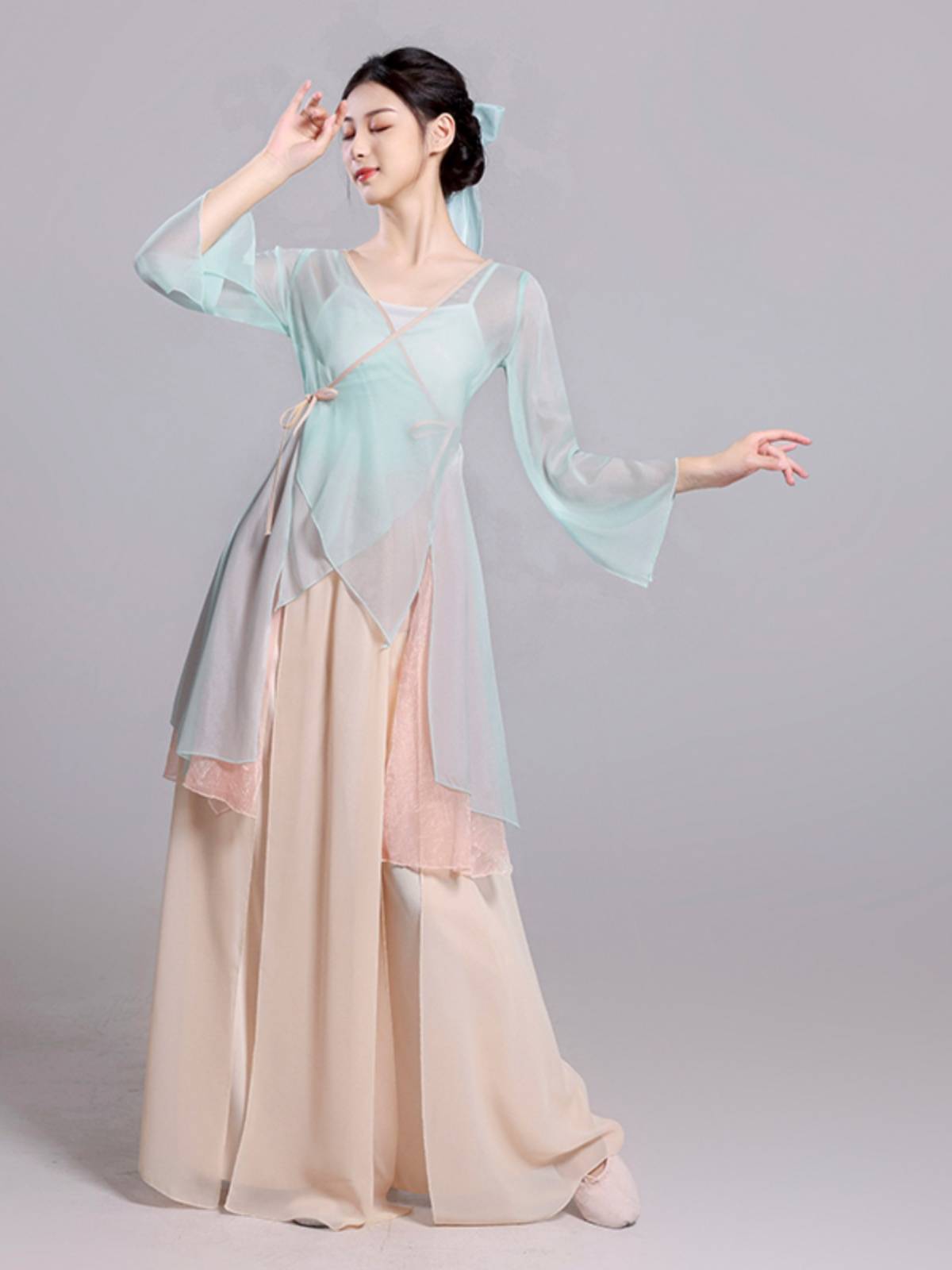 Classical dance dance clothing super immortal yarn Chinese style, rhyme, elegant national dance set middle school students art test exercises