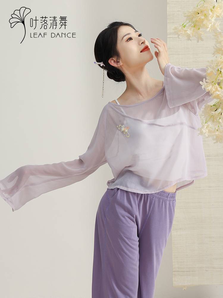 Ye Luo Qing Dance Classical Dance Hot Flower Loose Big Bread Practice Dress Top Top Rhyme Yaosa Chinese Dance Female Women's Gauze