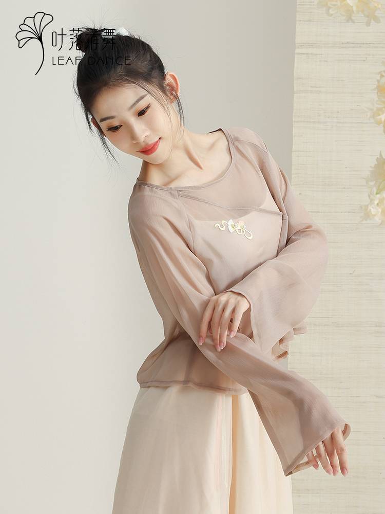 Ye Luo Qing Dance Classical Dance Hot Flower Loose Big Bread Practice Dress Top Top Rhyme Yaosa Chinese Dance Female Women's Gauze