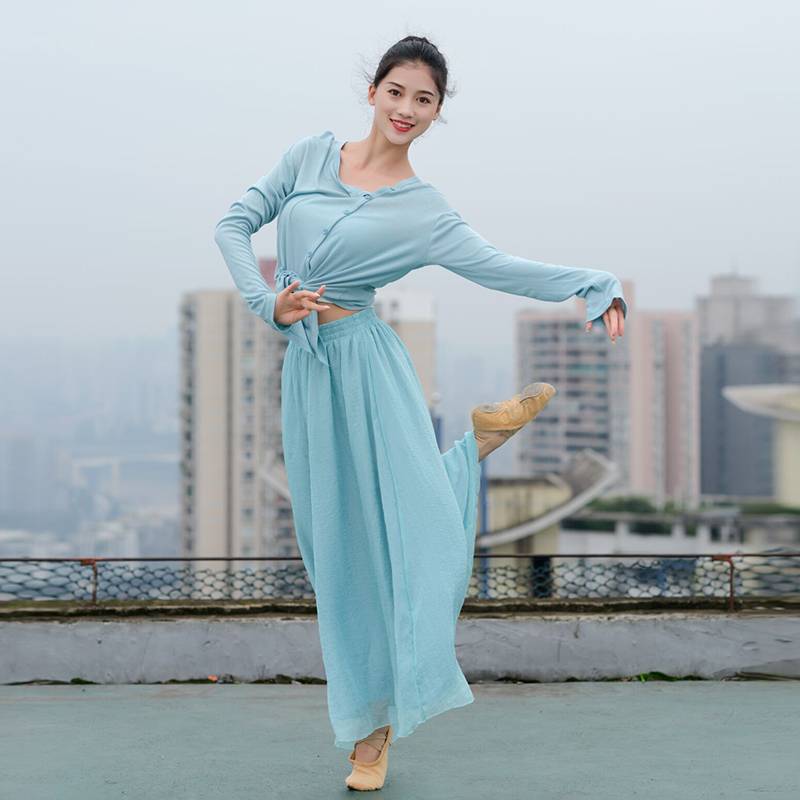 Dance practice service female classical dance loose and thin cardigan shirt now i dance long sleeve -shaped jersey dance dance