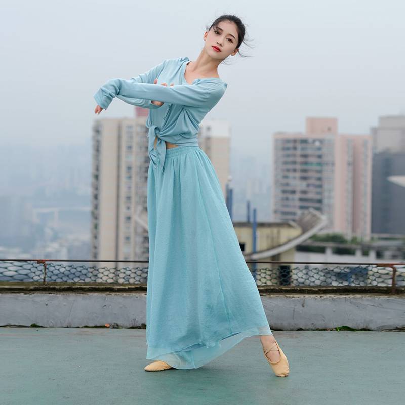 Dance practice service female classical dance loose and thin cardigan shirt now i dance long sleeve -shaped jersey dance dance